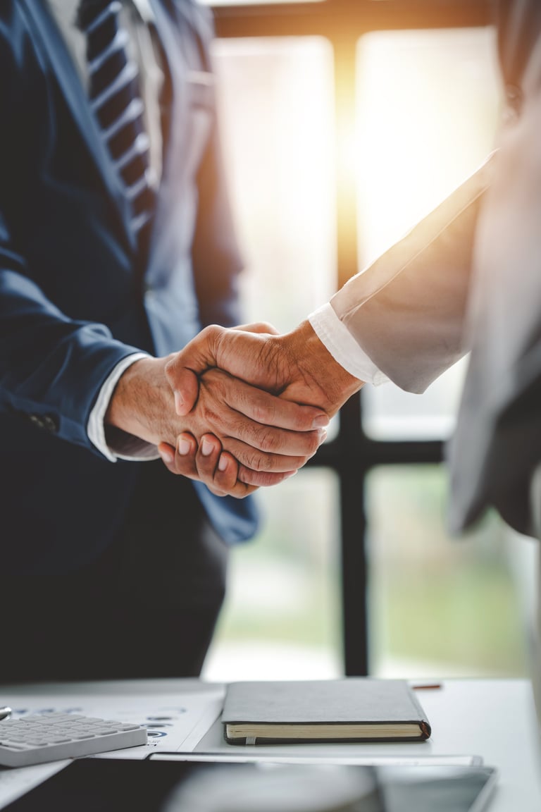 business partner handshake concept Colleagues shaking hands Successful deal after a great meeting.